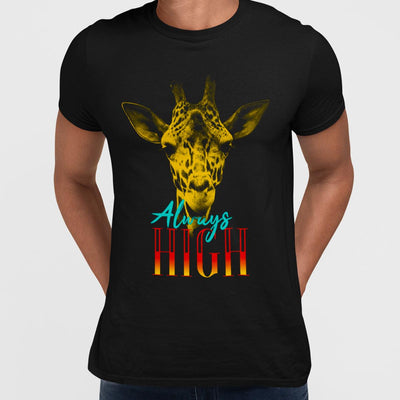 Giraffe Stand Tall Vertigo - Halftone Animal Always High T-Shirt - Kuzi Tees