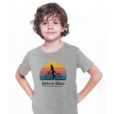 Cycling T-Shirt Girls on Bikes Hottest legs Bicycle Racer Road T-shirt for Kids - Kuzi Tees