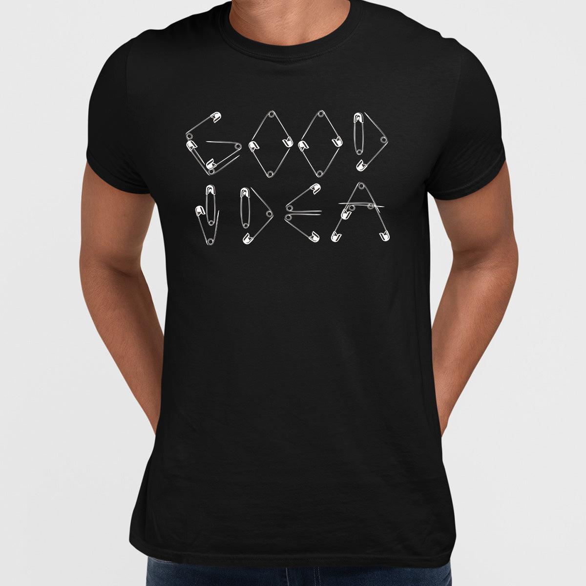 Good Idea - Good Idea Safety Pin funny Black White & Grey Unisex t-shirt - Kuzi Tees