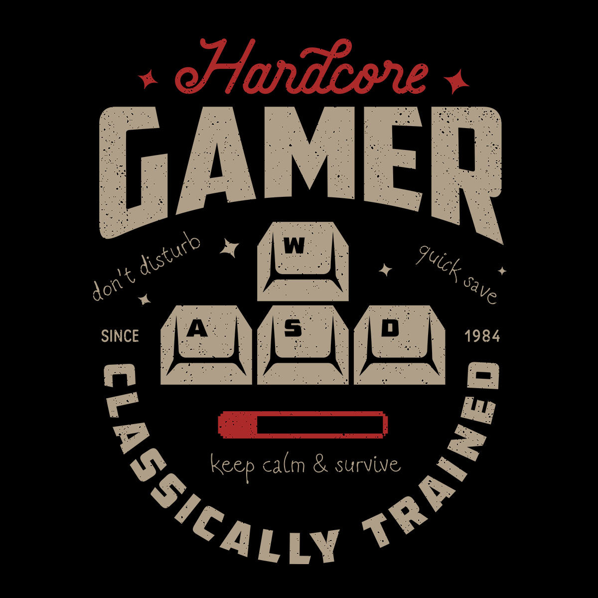 Mens Gaming T-Shirt Old School Gamer Retro Video Game Hardcore Gamer Unisex T-Shirt - Kuzi Tees