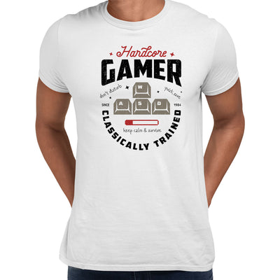 Mens Gaming T-Shirt Old School Gamer Retro Video Game Hardcore Gamer Unisex T-Shirt - Kuzi Tees