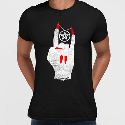 Hellish Sign with Pentagram chain Unique Occult T-Shirt - Kuzi Tees