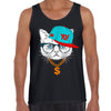 Hip Hop T-Shirt Cat with the Glasses and Hat Tank Top - Kuzi Tees