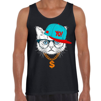 Hip Hop T-Shirt Cat with the Glasses and Hat Tank Top - Kuzi Tees