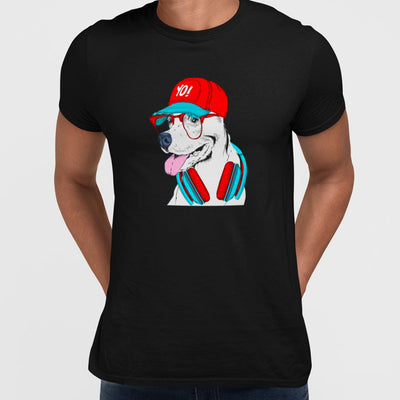 Hip Hop T-Shirt Dog with the Glasses and Hat - Kuzi Tees