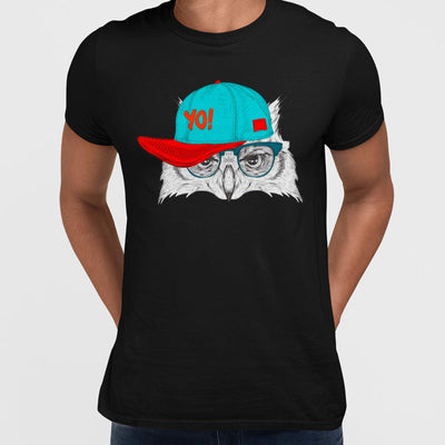 Hip Hop T-Shirt Owl with the Hat - Kuzi Tees