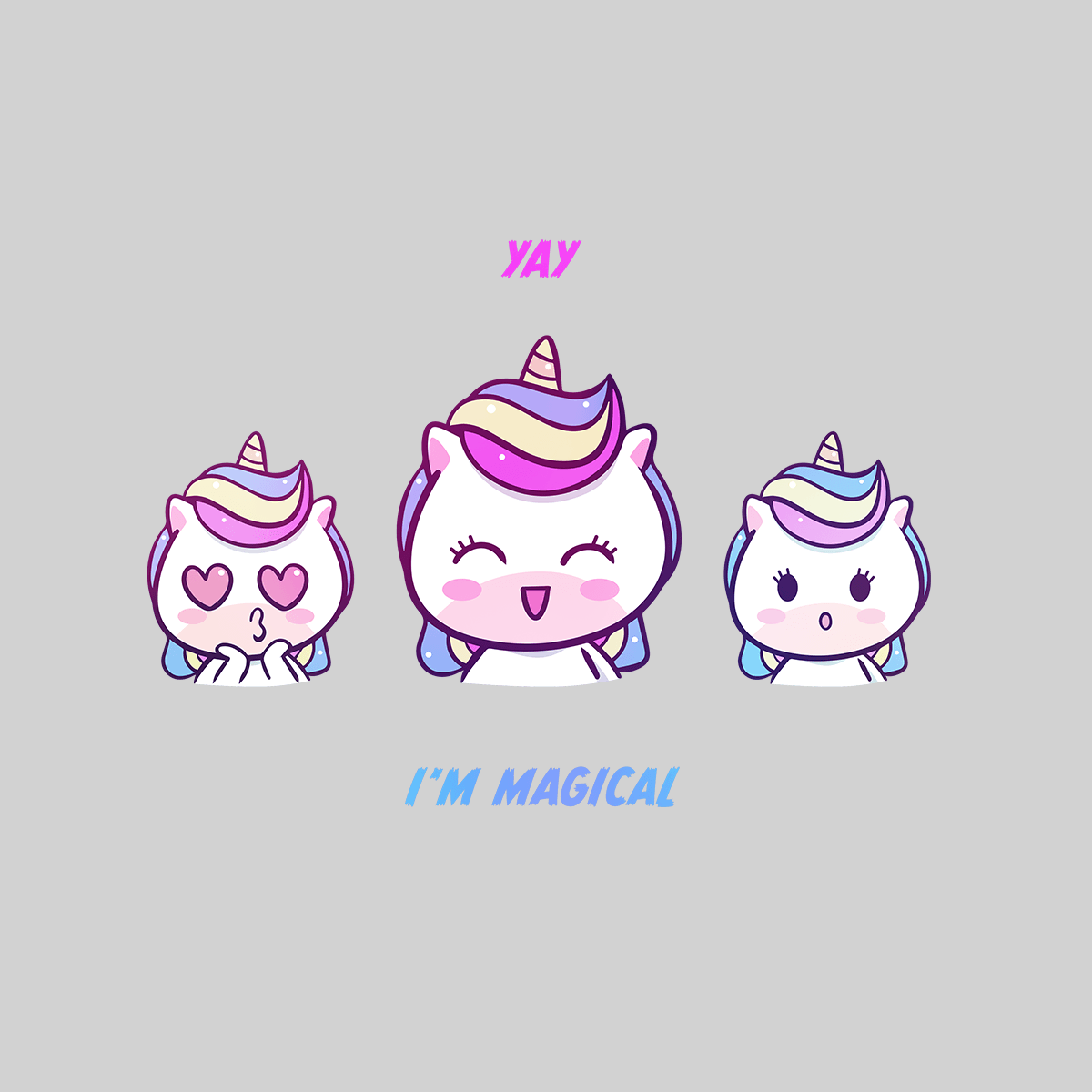 I am Magical Unicorn Emoji OMG YAY Face Expression Mobile T-Shirt - Kuzi Tees