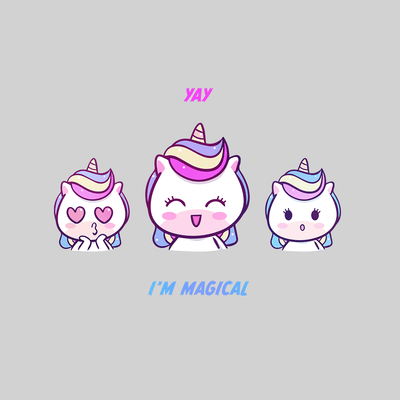 I am Magical Unicorn Emoji OMG YAY Face Expression Mobile T-Shirt - Kuzi Tees