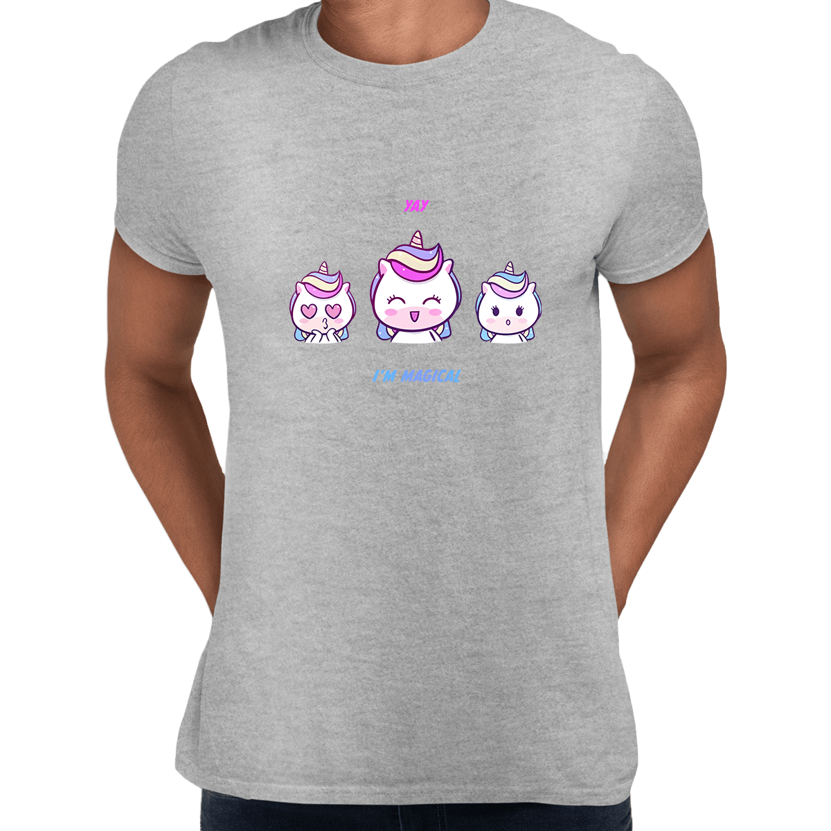 I am Magical Unicorn Emoji OMG YAY Face Expression Mobile T-Shirt - Kuzi Tees