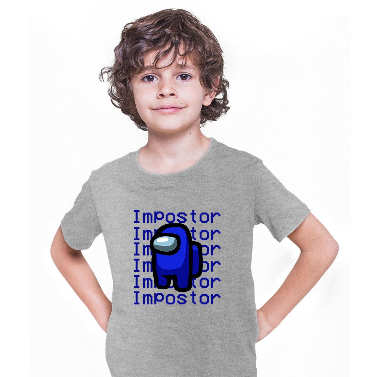 Impostor Among Us Gamer Kids T-shirt Xmas Funny Dark Blue Viral Game Retro Tee - Kuzi Tees