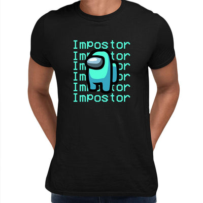 Impostor Among Us Gamer Male Tee Xmas Funny Light Blue Viral Game Retro Unisex T-Shirt - Kuzi Tees
