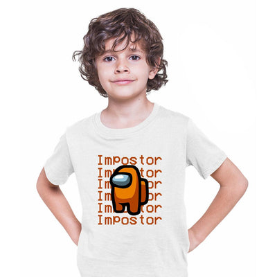 Impostor Among Us Gamer Kids T-shirt Xmas Funny Orange Viral Game Retro Tee - Kuzi Tees