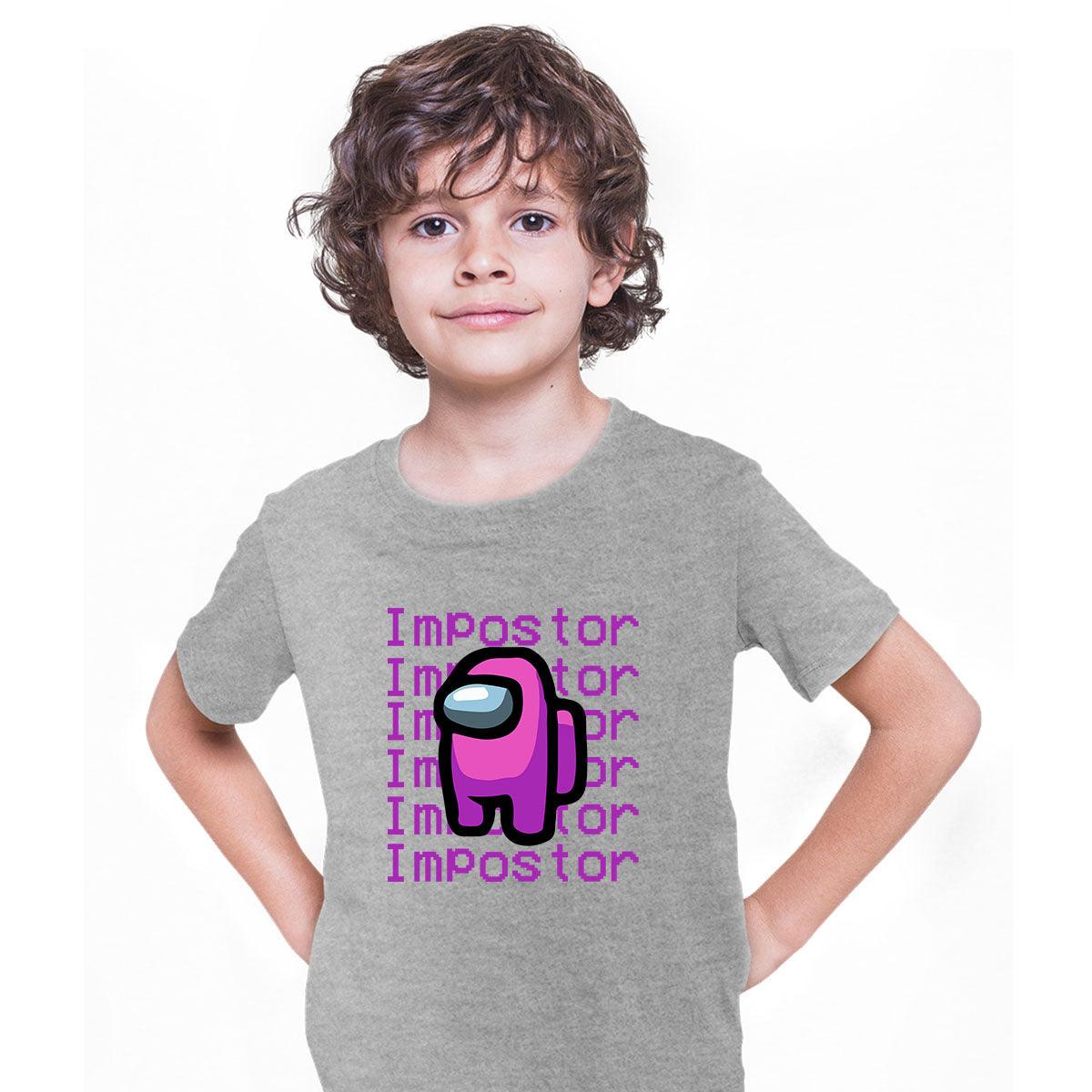 Impostor Among Us Gamer Kids T-shirt Xmas Funny Purple Pink Viral Game Retro Tee - Kuzi Tees