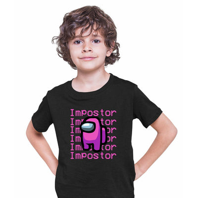 Impostor Among Us Gamer Kids T-shirt Xmas Funny Purple Pink Viral Game Retro Tee - Kuzi Tees
