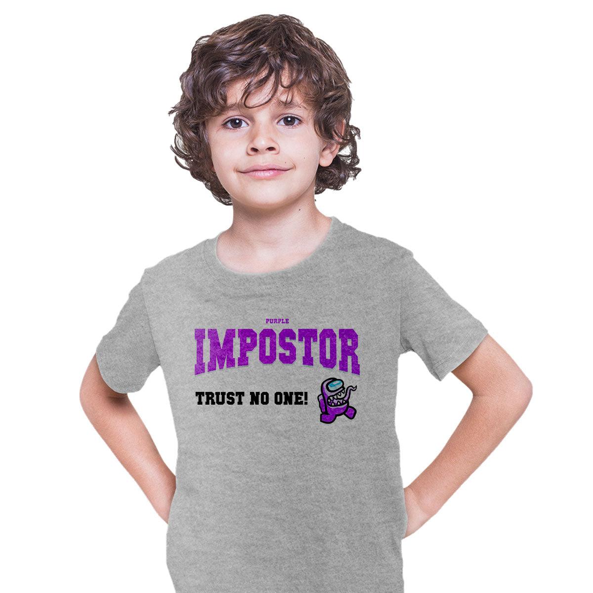 Among Us Tee Trust No One! Impostor Short Sleeved Black Purple T-shirt for Kids - Kuzi Tees