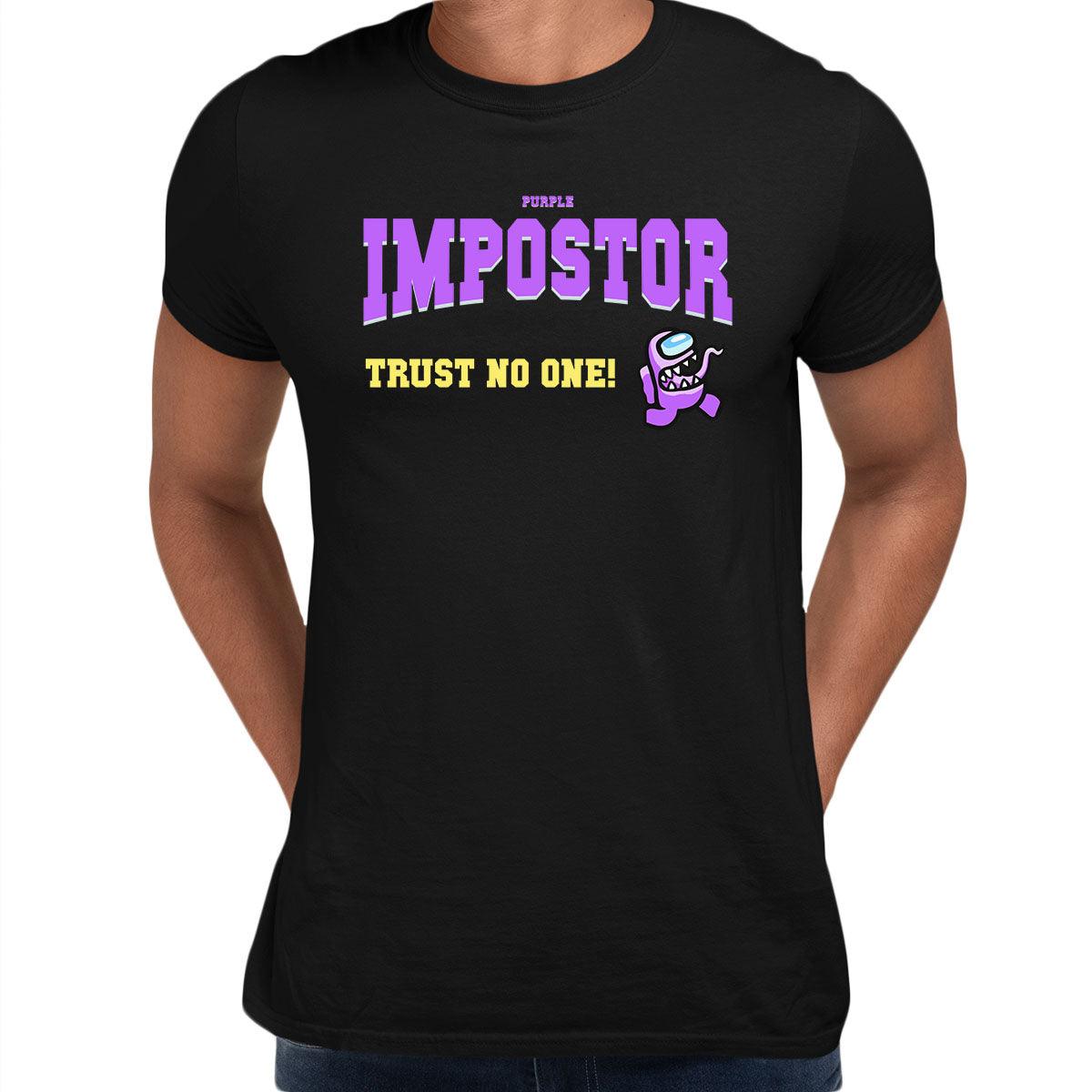 Among Us Tee Trust No One! Impostor Short Sleeved Black Purple Unisex T-Shirt - Kuzi Tees