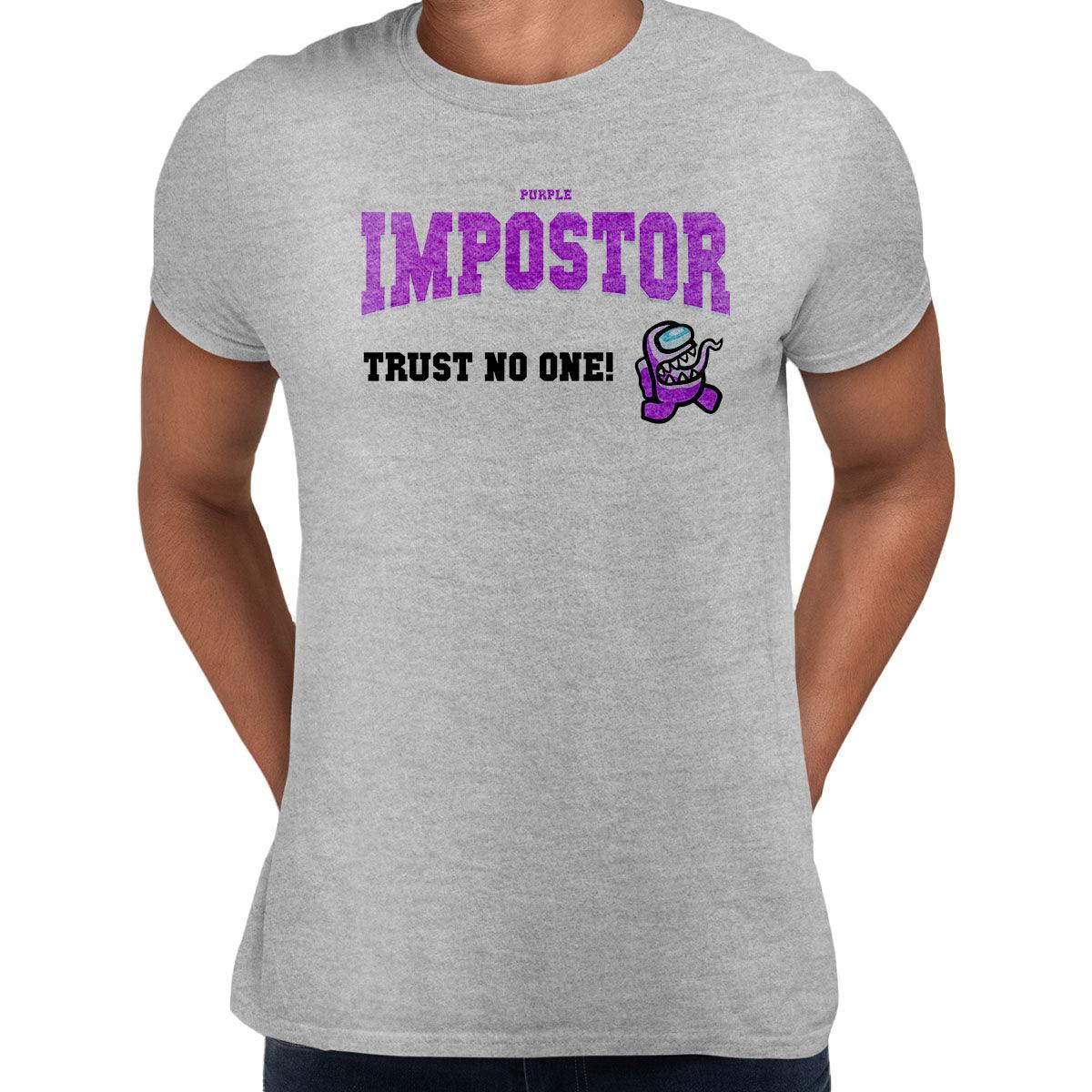 Among Us Tee Trust No One! Impostor Short Sleeved Black Purple Unisex T-Shirt - Kuzi Tees