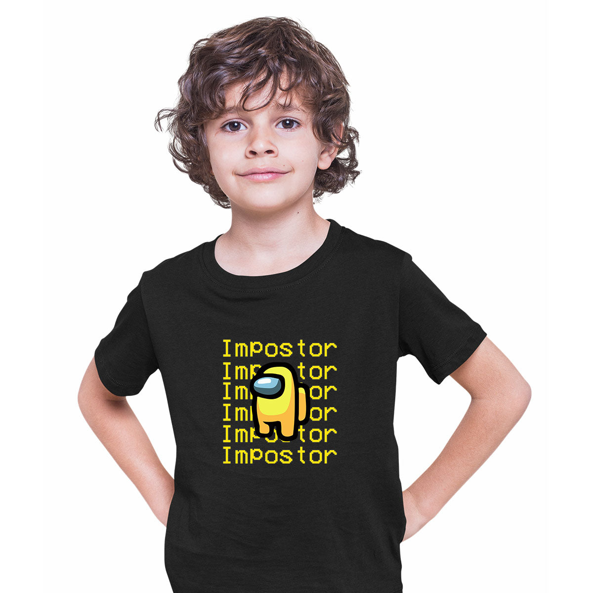 Yellow Impostor Among Us Gamer Kids T-shirt Xmas Funny Viral Game Retro Tee - Kuzi Tees