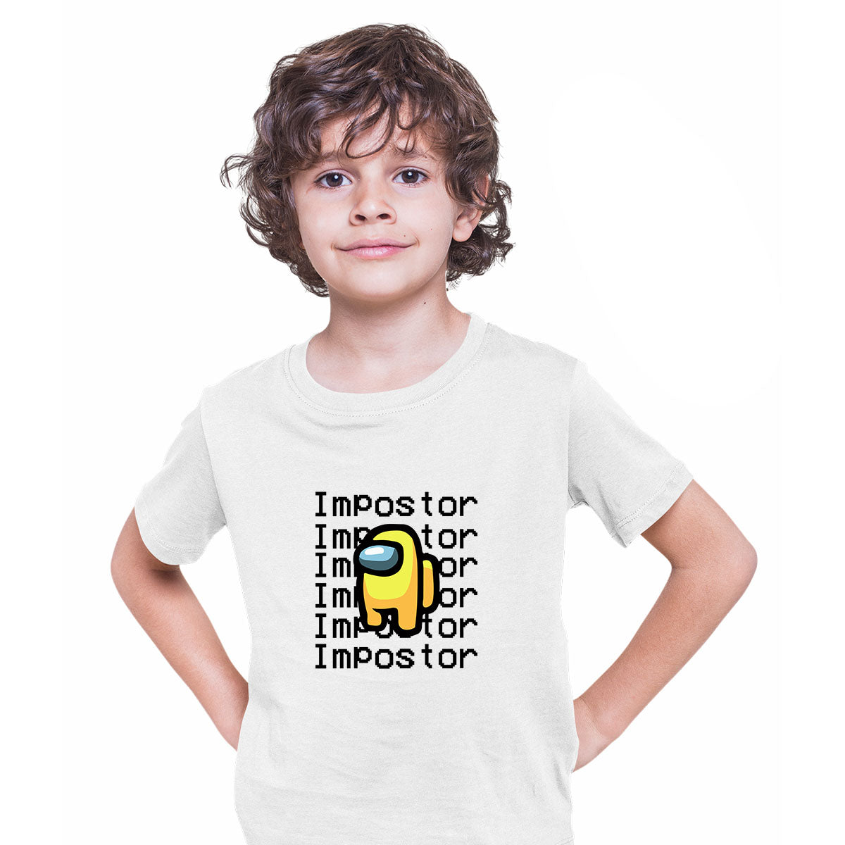 Yellow Impostor Among Us Gamer Kids T-shirt Xmas Funny Viral Game Retro Tee - Kuzi Tees