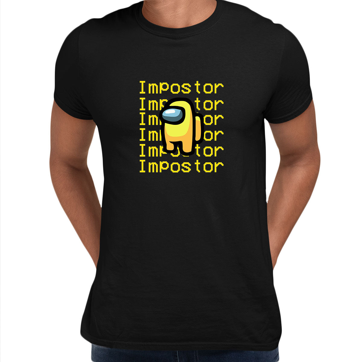 Yellow Impostor Among Us Gamer T-shirt for Men Xmas Funny Viral Game Retro Unisex Tee - Kuzi Tees