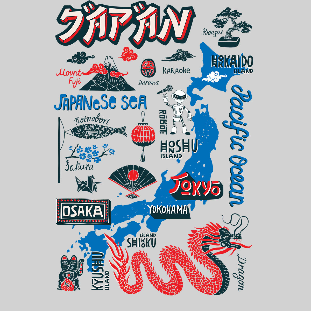 Travel Japan Attraction Typography Unisex T-shirt - Kuzi Tees