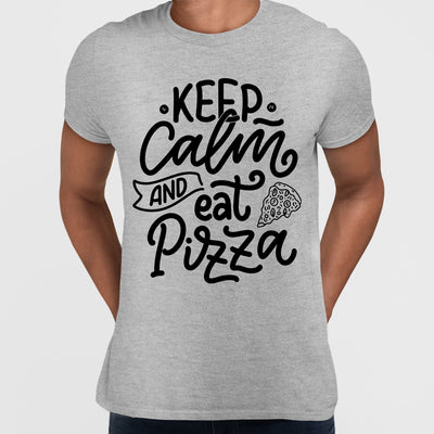 Keep Calm and Eat Pizza T-shirt Funny Typography T-shirt For Him & Her - Kuzi Tees
