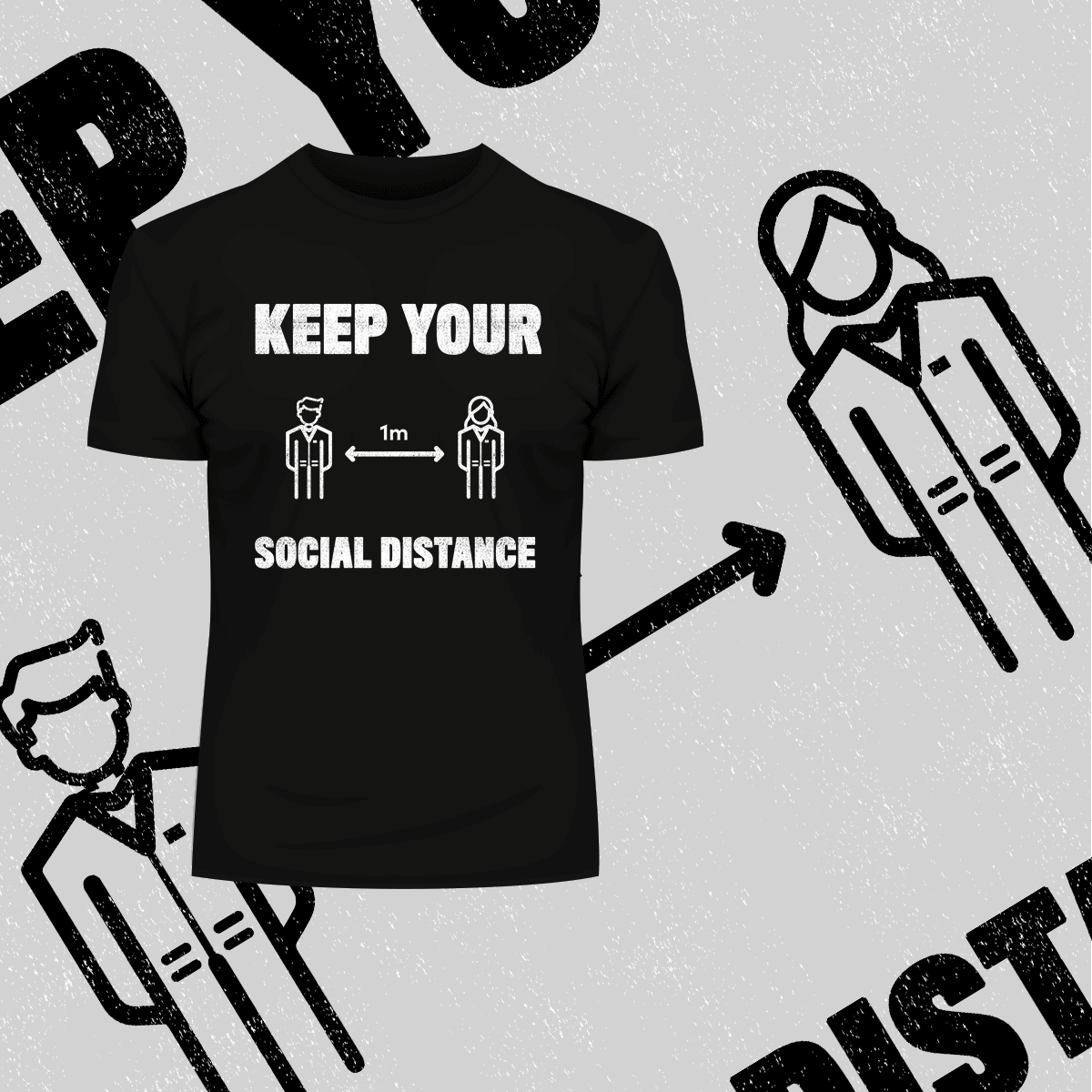 Corona 19 Keep Your 1m Social Distance Stay Home T-Shirt - Kuzi Tees