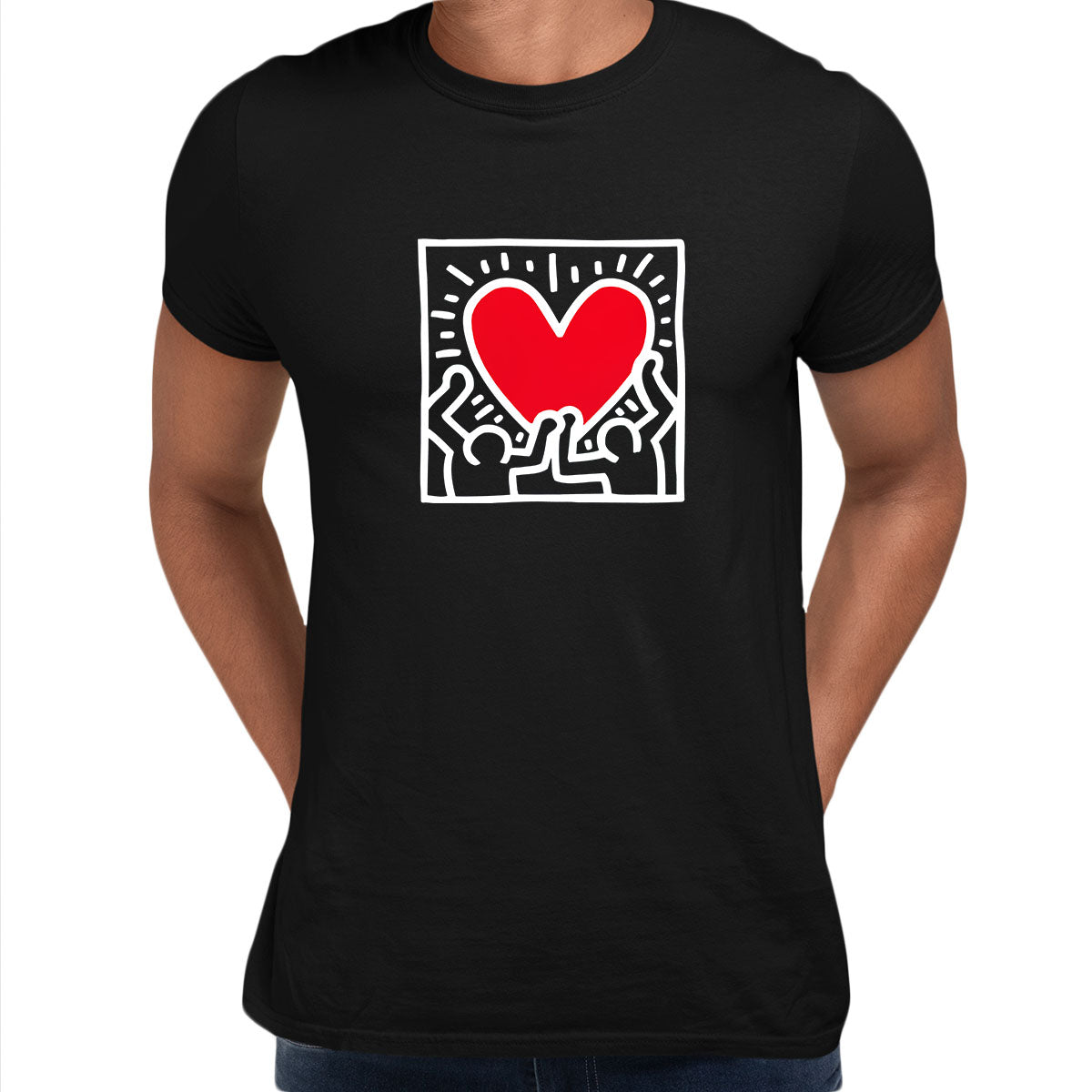 Love Music Talking Heads Abstract Pop Art Heart Unisex keith haring T-Shirt - Kuzi Tees