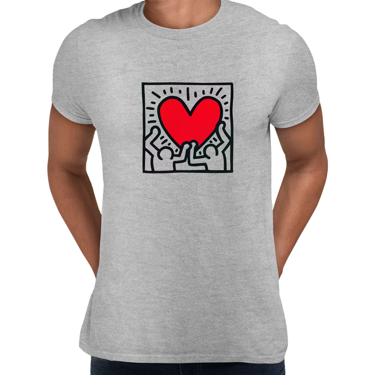 Love Music Talking Heads Abstract Pop Art Heart Unisex keith haring T-Shirt - Kuzi Tees