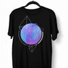 Abstract Blue Gradient Mesh Sphere T-shirt With Geometric Polygon Lines - Kuzi Tees