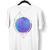 Abstract Blue Gradient Mesh Sphere T-shirt With Geometric Polygon Lines - Kuzi Tees
