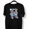 Retro Astronaut with Ice Cream Planets Unisex Nostalgia White Black & Grey T-shirt - Kuzi Tees