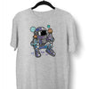 Retro Astronaut with Ice Cream Planets Unisex Nostalgia White Black & Grey T-shirt - Kuzi Tees
