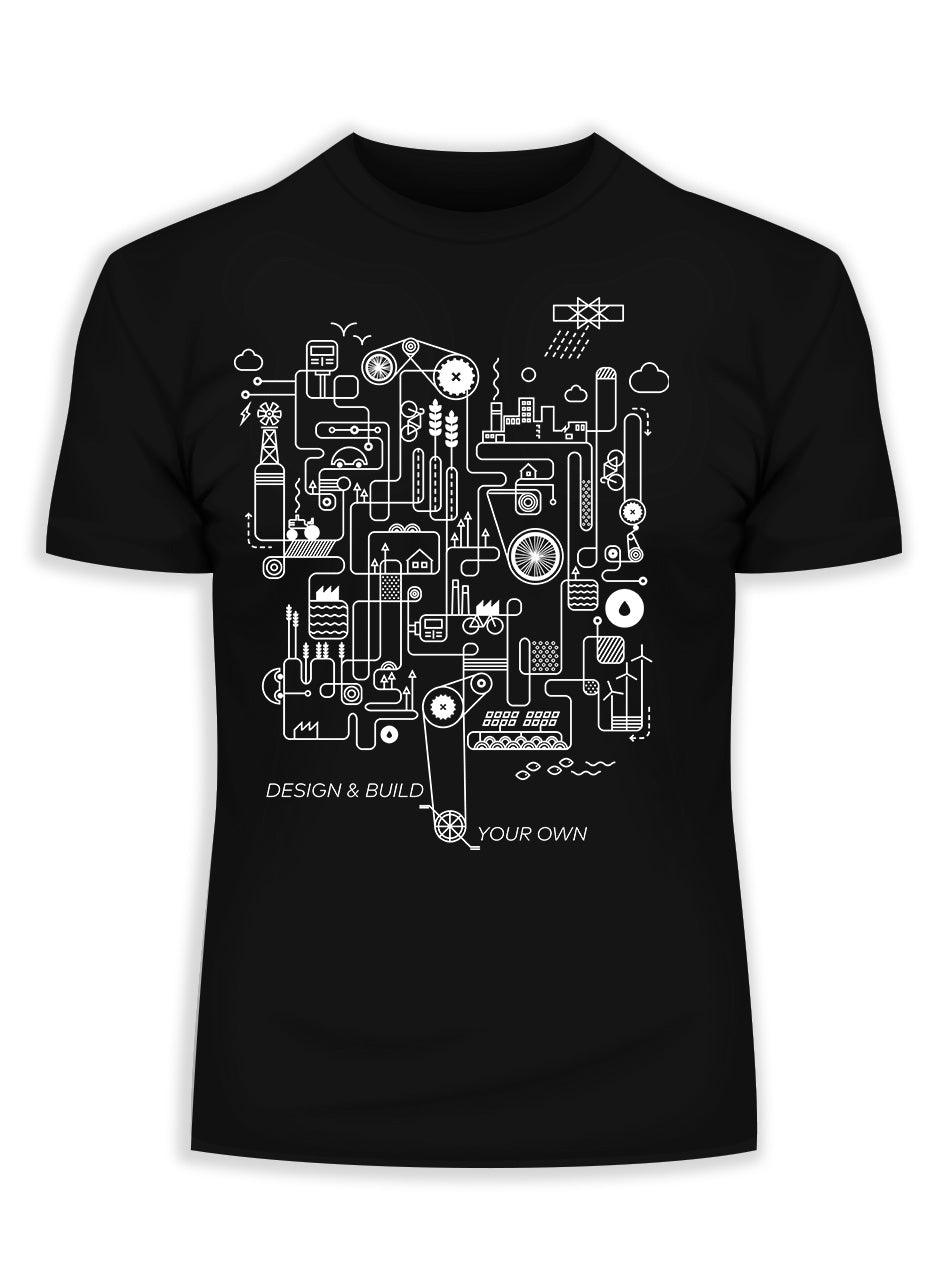 Design and Build Your Own Rube Goldberg Machine Art Black & White T-shirt - Kuzi Tees
