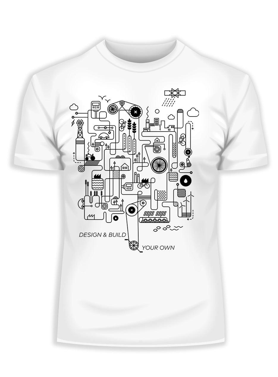 Design and Build Your Own Rube Goldberg Machine Art Black & White T-shirt - Kuzi Tees