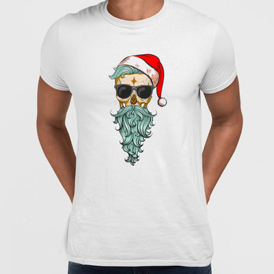 Christmas Santa Hipster Skull With The Glasses - Kuzi Tees