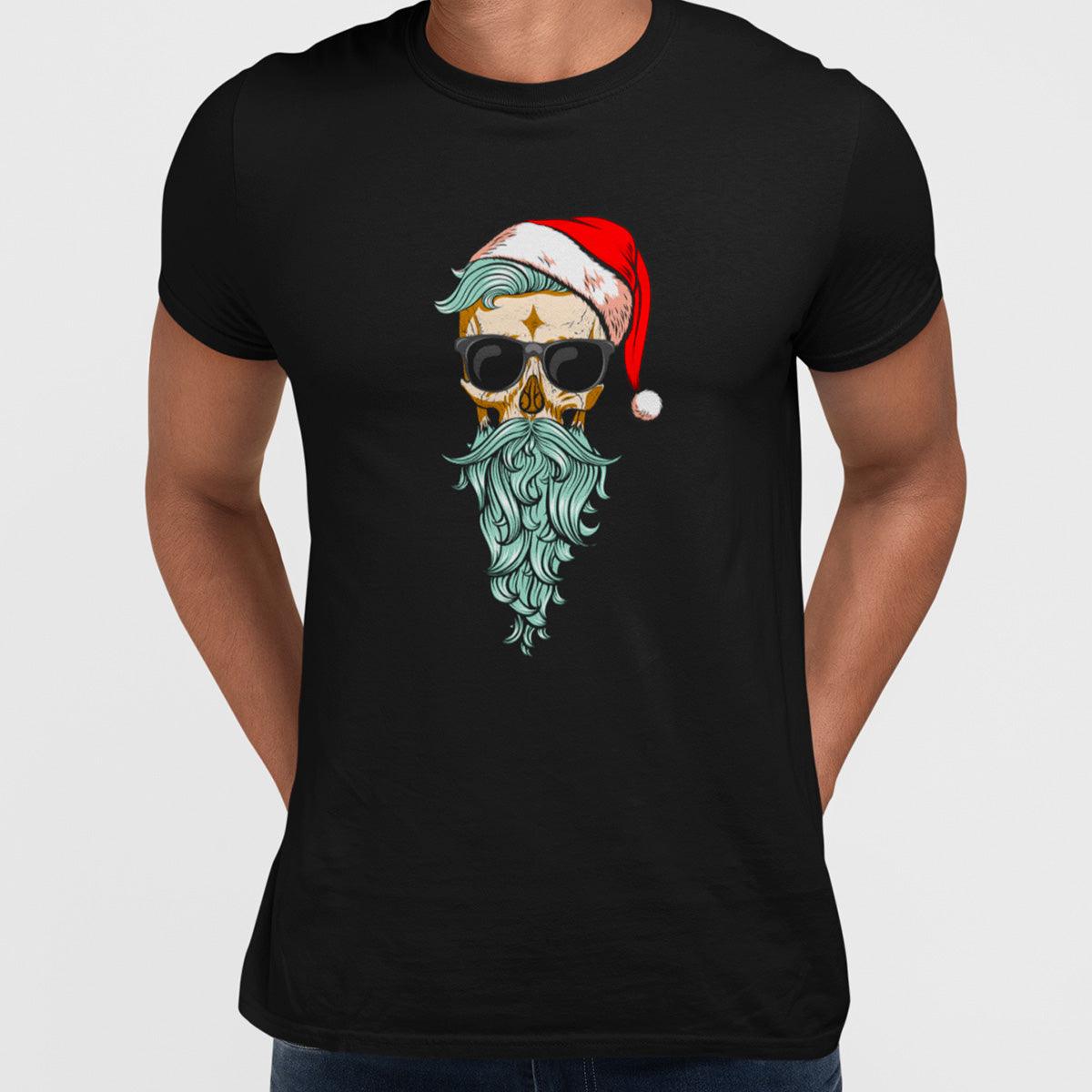 Christmas Santa Hipster Skull With The Glasses - Kuzi Tees