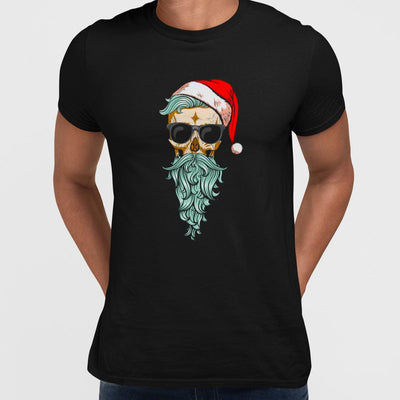 Christmas Santa Hipster Skull With The Glasses - Kuzi Tees