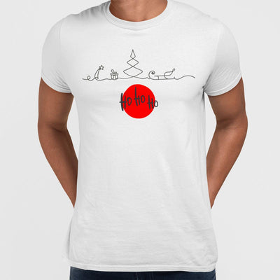 Abstract One Line Drawing Christmas Ho Ho Ho Tee - Kuzi Tees