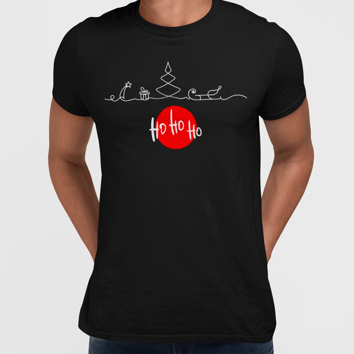 Abstract One Line Drawing Christmas Ho Ho Ho Tee - Kuzi Tees