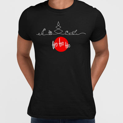 Abstract One Line Drawing Christmas Ho Ho Ho Tee - Kuzi Tees