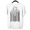 Astronaut with barcode T-Shirt Black & White t-shirt design - Kuzi Tees