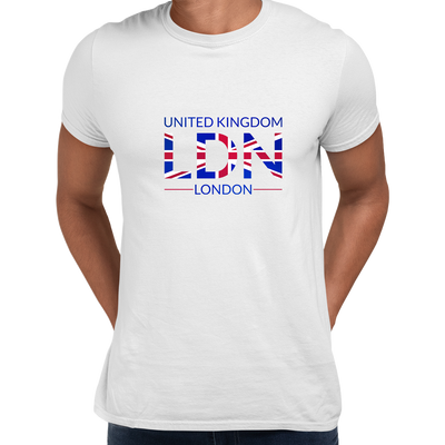 LDN Union Jack Abstract Print Mens T-Shirt Great Britain Flag - Kuzi Tees