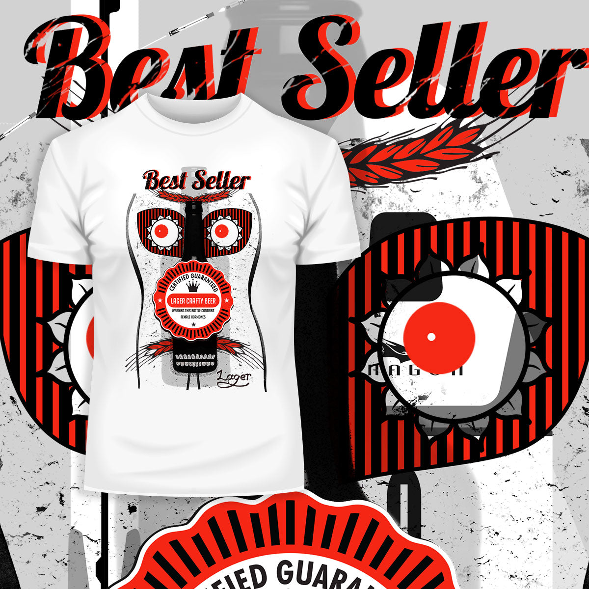 Lager Crafty Beer - Best Seller Contains Female Hormones Funny Abstract Tee - Kuzi Tees