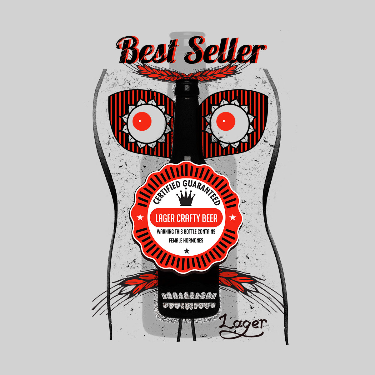 Lager Crafty Beer - Best Seller Contains Female Hormones Funny Abstract Tee - Kuzi Tees