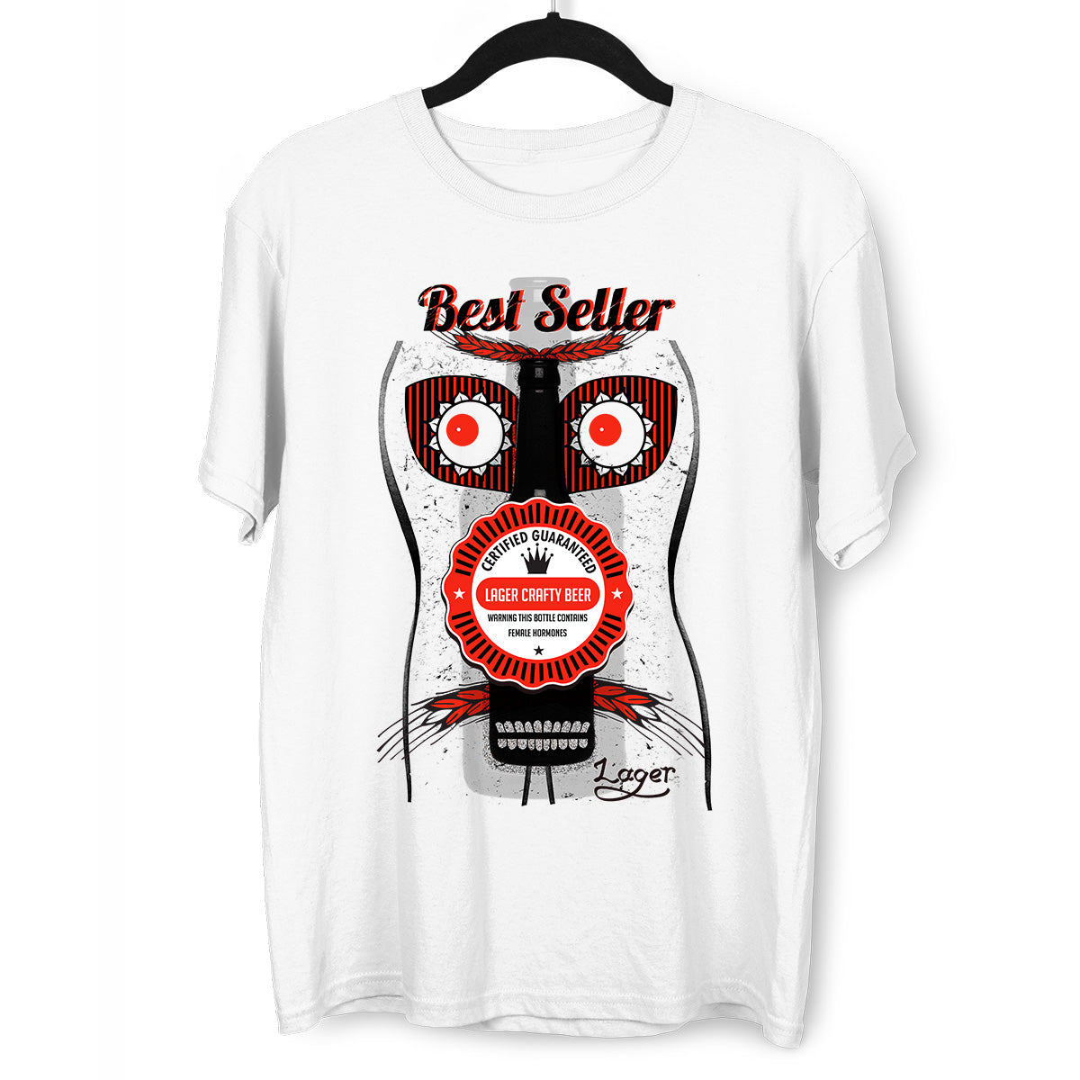 Lager Crafty Beer - Best Seller Contains Female Hormones Funny Abstract Tee - Kuzi Tees