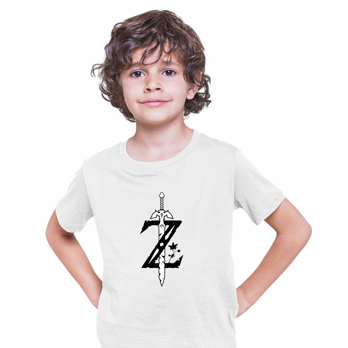 Legend of Zelda GAMING Black White Grey Retro T-Shirts for Kids OLD SKOOL - Kuzi Tees