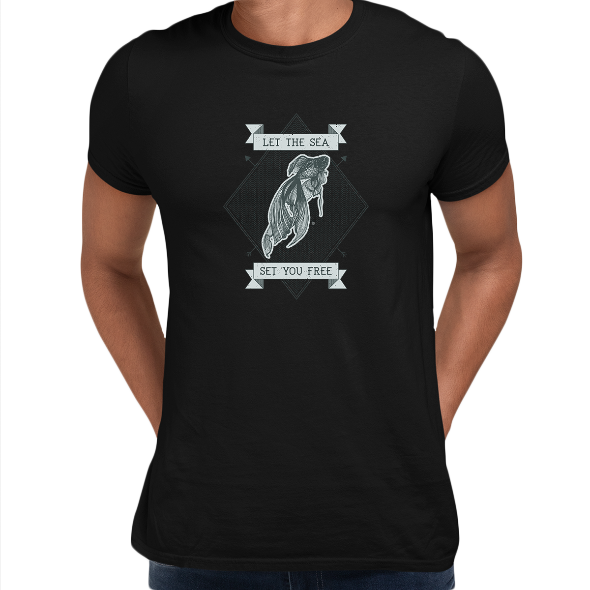 Let the sea set you free Fish Ocean Scuba Diving Sailor Unisex T-shirt - Kuzi Tees