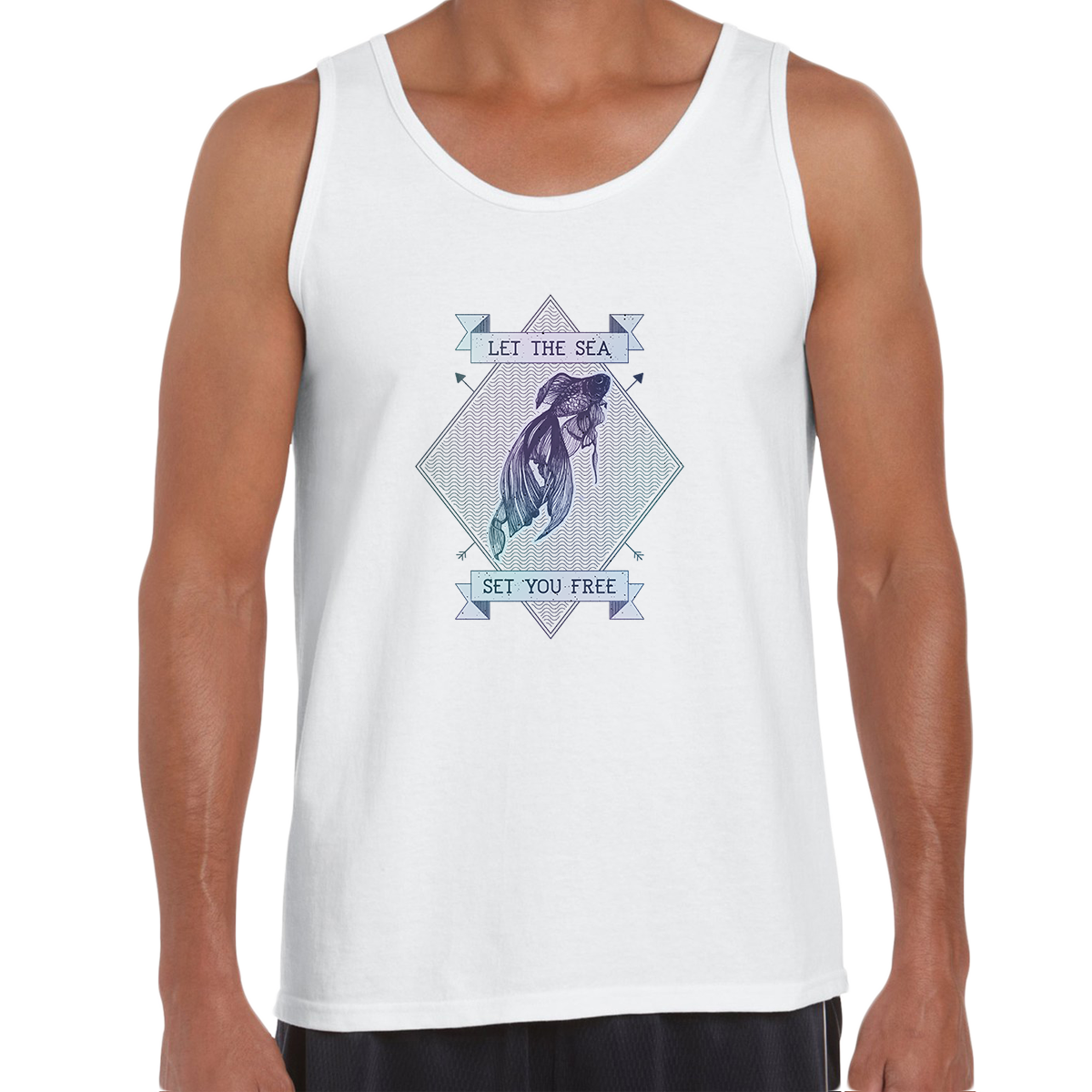 Let the sea set you free Fish Ocean Scuba Diving Sailor Unisex Tank Top - Kuzi Tees