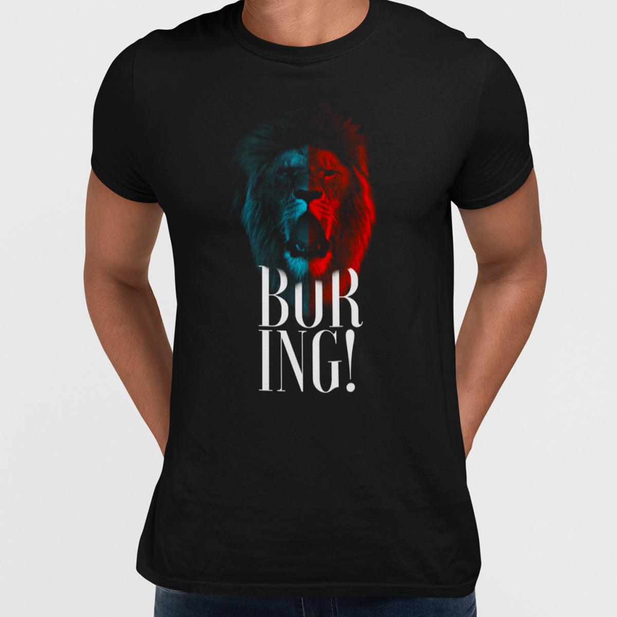 Boring Lion - Halftone Animal Boring T-Shirt - Kuzi Tees